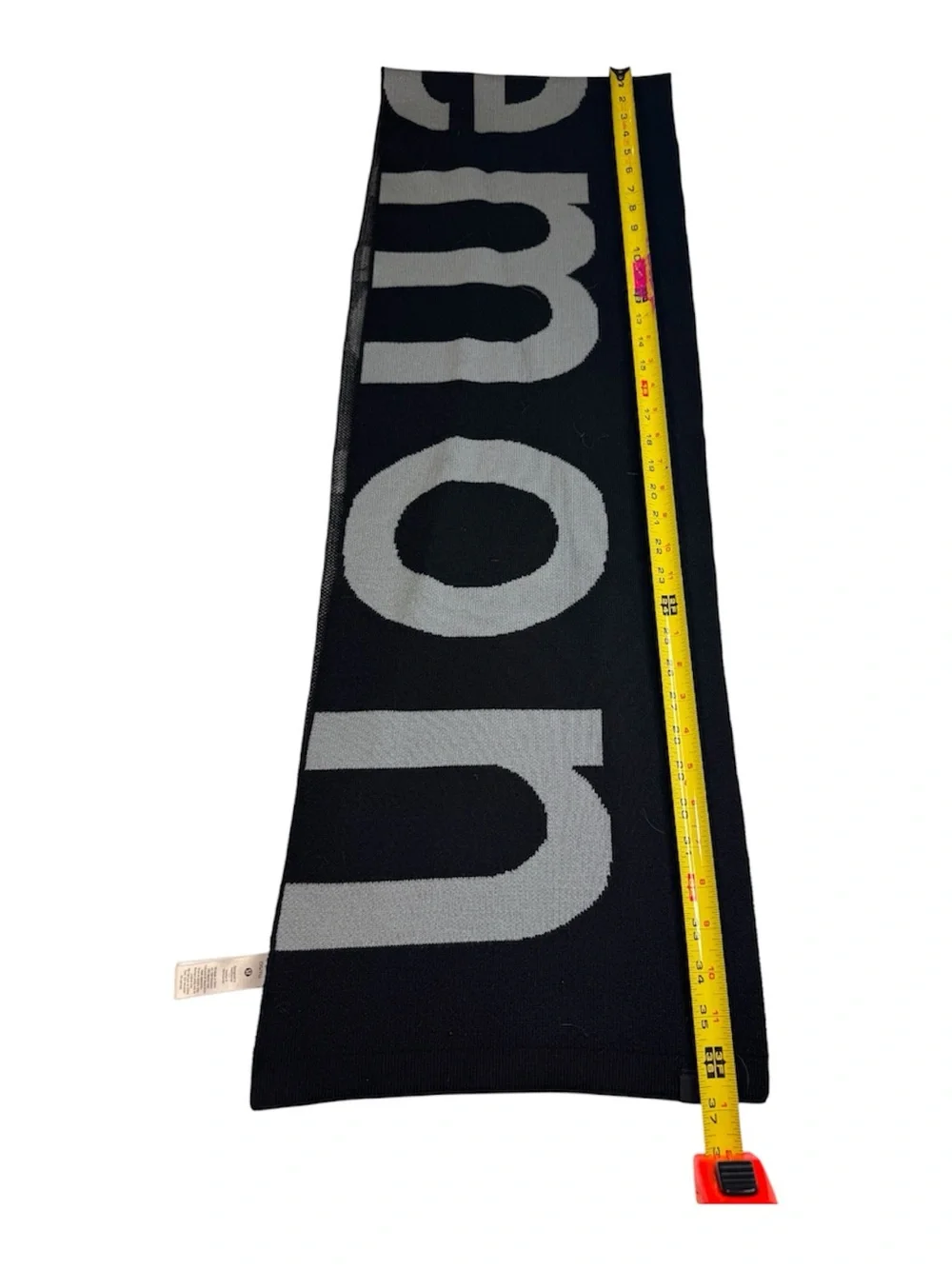 Lululemon Athletica Wool-Blend Knit Logo Scarf Black/Rhino Grey Unisex One Size